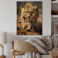 Latitude Run® Dangerous Cheetah Portrait On Wood Print