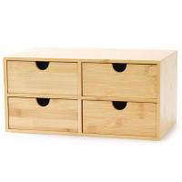 Foundry Select 100% Original Bamboo Desk Organizer, Mini Bamboo Desk Drawer Tabletop Storage Organization Box For Office
