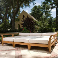 Westminster Teak 75" Wide Outdoor Teak Patio Daybed with Sunbrella Cushions