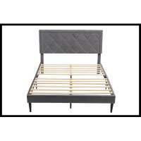 Latitude Run® Modern Suede Velvet Curved Upholstered Bed, Nailhead Trim