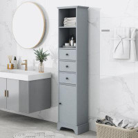 Farm on table Tall Bathroom Cabinet, Storage Cabinet with Drawers and Adjustable Shelf