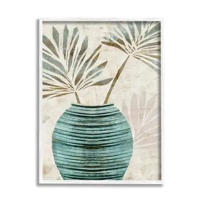 Stupell Industries Az-280-Framed Boho Plant Vase On Canvas by Flora Kouta Print