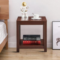 Latitude Run® Contemporary Streamlined Designed Wooden Square Side Table With Shelf, For Indoor Use