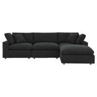 Bohouse Commix Down Filled Overstuffed Boucle Fabric 4-Piece Sectional Sofa