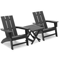 Rosecliff Heights 3 Piece Adirondack Chairs With Table, HDPE Fire Pit Chairs And Folding Side Table