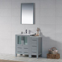 Orren Ellis Ensemble de meuble-lavabo de salle de bain simple avec miroir 36 po Mance