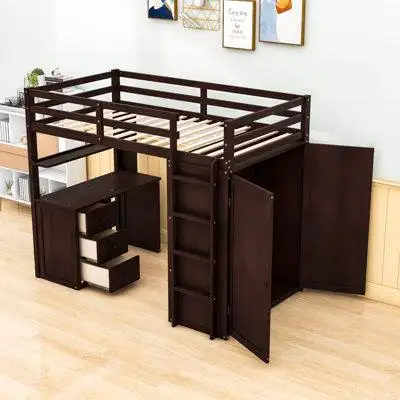 Harriet Bee Geeske Twin Loft Bunk Bed with Desk and Drawers by Harriet Bee
