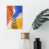 Red Barrel Studio "That Plant", Colourful Plant Paint Splash Mid-Century Modern Yellow Canvas Wall Art Print For Girl''s