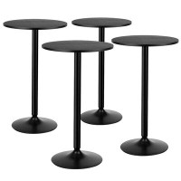 Latitude Run® 4 Pcs Round Pub Table 24'' Bistro Bar Cocktail Table W/metal Base Black