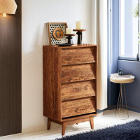Millwood Pines Vintage-Style Chest With 4 Drawers And Bevel Design
