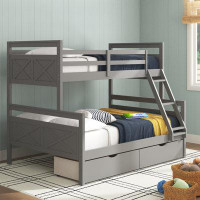 Sand & Stable™ Baby & Kids Byron Twin Over Full 2 Drawer Wooden Bunk Bed