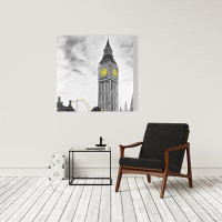 Made in Canada - Ebern Designs Outline of Big Ben in London - Wrapped Canvas Print