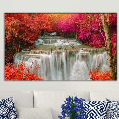 Winston Porter Maple Leaf Waterfall - Photograph Print on Canvas in Arts & Collectibles