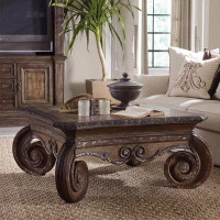 POWER HUT American Country Solid Wood Carving Small Apartment Living Room Creative Coffee Table