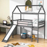 Harper Orchard Peddireddy Wood Loft Bed,House Loft Bed with Slide