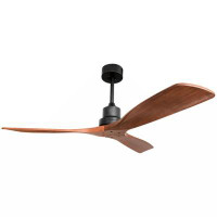 Ivy Bronx 52Inch Outdoor Farmhouse Ceiling Fan With Remote Carved Wood Fan Blade Reversible Motor