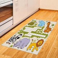 East Urban Home Ambesonne Word Search Puzzle Area Rug, Colourful Crossword Game For Children Wild Jungle Safari Animals