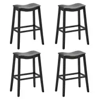 Red Barrel Studio Red Barrel Studio Set Of 4 Saddle Bar Stools Bar Height Kitchen Chairs W/ Rubber Wood Legs Black