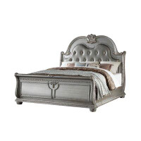 Rosdorf Park Traditional Ornate Sleigh Bed With Polished Silver Finish