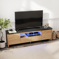 Latitude Run® 70 Inches Modern TV Stand With LED Lights Entertainment Centre TV Cabinet With Storage For Up To 80 Inch F