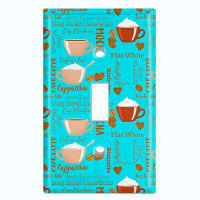 WorldAcc Metal Light Switch Plate Outlet Cover (Coffee Cup Mocha Espresso Lover Teal - Single Toggle)