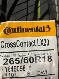 4 Brand New Continental Cross Contact LX 20 265/60R18 tires. All Season tires.  $70 REBATE!! *** WallToWallTires.com ***
