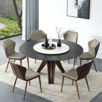 dreamlify Round rock slab light luxury dining table and chair_1 7