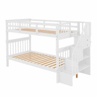 Harriet Bee Stairway  Bunk Bed With Storage And Guard Rail For Bedroom