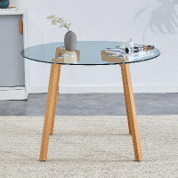 George Oliver Round Glass Top Metal Base Dining Table
