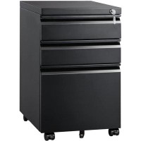 Inbox Zero 3 Drawer Mobile File Cabinet with Lock