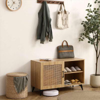 Bayou Breeze Daquawn Pairs Oak Solid Wood Shoe Storage Cabinet