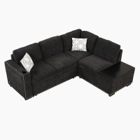 Latitude Run® Sectional Pull-Out Sofa Bed L-Shaped Corner Sofa Couch with Storage Chaise, USB Ports