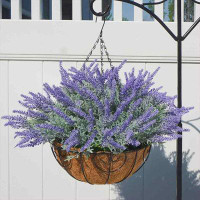 Primrue Artificial Faux Hanging Flowers Plants in Basket , Fully Assembled Mix Silk Hanging Planter