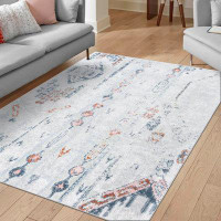 Langley Street Massie Abstract Machine Woven Polyester Area Rug in Navy/Gray/Taupe