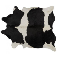 Pergamino Animal Print Handmade Cowhide Black/White Area Rug