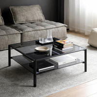 Brayden Studio Nordic living room tea table Italian simple double-layer coffee table