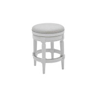 Lux Comfort 25.5x 18.5 x 18.5_Counter Height Round Counter Stool In Alabaster White Fabric