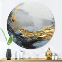 Mercer41 Grey And Gold Contemplative Abstraction - Abstract Marble Metal Wall Décor