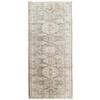 Lavender Oriental Carpets One-of-a-Kind Runner 2'2" x 10'11" 1940s Wool Area Rug in Ivory/Grey/Beige