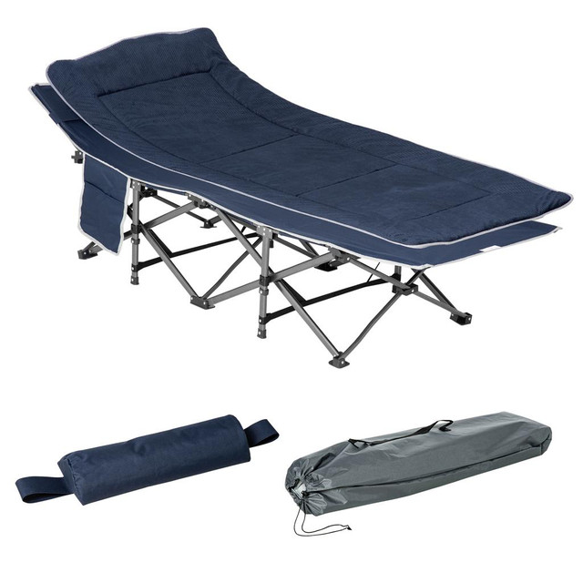 Folding Camping Bed Cot 74" x 25.5" x 20.75" Blue in Fishing, Camping & Outdoors - Image 2