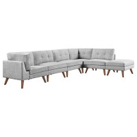 Orren Ellis Aarit 6-piece Upholstered Modular Tufted Sectional Grey and Walnut