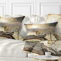Made in Canada - East Urban Home African Leopard Relaxing on Tree Lumbar Pillow
