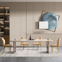 Everly Quinn Modern Simple Rectangle Rock Plate Dining Table Sets