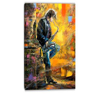 Made in Canada - Design Art Saxophone Contemporary Painting Print on Wrapped Canvas