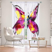 Rosalind Wheeler Lined Window Curtains 2-Panel Set For Window Size From Wildon Home® By Kathy Stanion - Butterfly Bliss