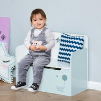 KIDS WOODEN TOY STORAGE BOX ORGANIZER CHEST CHAIR 2 IN 1 DESIGN WITH GAS STAY BAR SEATING BENCHv