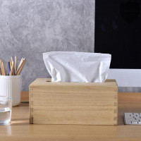 Millwood Pines Rectangle Tissue Holder Box- Wood Tissue Dispenser Box Cover For Kitchen Bathroom Office Desk Restaurant