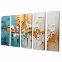 Design Art Transcendent Textures I - Abstract Collages Canvas Wall Art - 5 Equal Panels