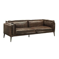Plethoria Andre Distress Chocolate Sofa with Metal Tapered Leg