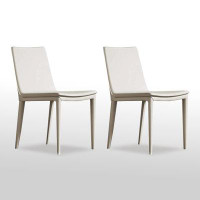 Everly Quinn 32.68" White Solid Back Upholstered Side Chair(Set of 2)